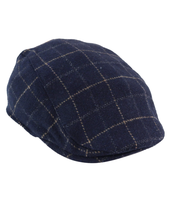 Mens Navy-Blue Check Grandad Hat Navy