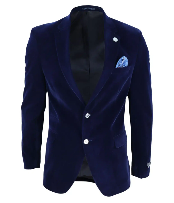Mens Velvet Blazer Suit Jacket 2 Button Dinner Smart Casual Formal Tailored Fit