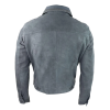 Mens Genuine Suede Jacket Leather Jeans Denim Short Mens Biker Classic Vintage Grey