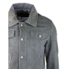 Mens Genuine Suede Jacket Leather Jeans Denim Short Mens Biker Classic Vintage Grey