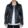Mens Black real Leather Vintage Soft Jacket Short Jeans Style Classic Stud