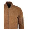 Mens Genuine Suede Bomber Jacket Leather Casual Varsity VIntage Smart Casual Brown
