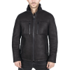 Mens Real Sheepskin Jacket Short Zipped Casual Retro Vintage Black Zipped