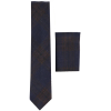 281 - Men's Blue Herringbone Tweed Wool Tie & Handkerchief 2"