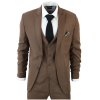 IM1 Men's Classic Brown Plain Tailored Fit 3-Piece Suit
