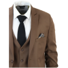 IM1 Men's Classic Brown Plain Tailored Fit 3-Piece Suit