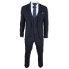 IM3 Men's Navy Checked Tailored Fit 3-Piece Suit
