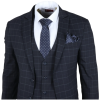 IM3 Men's Navy Checked Tailored Fit 3-Piece Suit