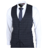 IM3 Men's Navy Checked Tailored Fit 3-Piece Suit