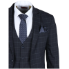 IM3 Men's Navy Checked Tailored Fit 3-Piece Suit
