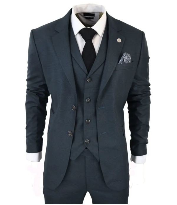 AK-07 Men's 3-Piece Olive Green Check Suit