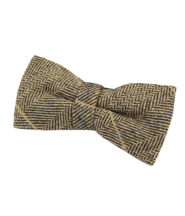 Albert - Men's Brown Herringbone Tweed Check Bow Tie