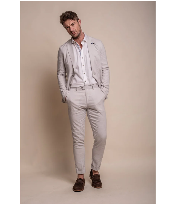 Alvari - Men's Grey Linen Classic Summer 2 Piece Suit