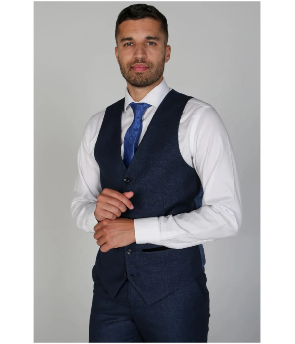 Arthur - Men's Birdseye Navy Waistcoat