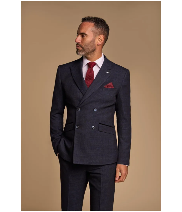 Caridi - Men's 2 Piece Navy Blue Double Breasted Suit