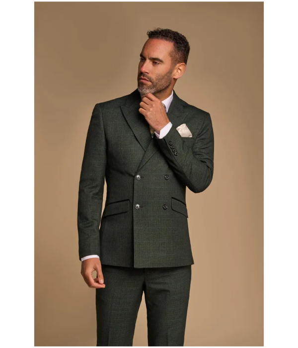 Caridi - Men's 2 Piece Olive Green Double Breasted Suit