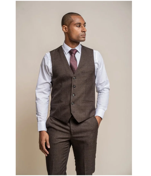 Caridi - Men's Tweed Brown Waistcoat