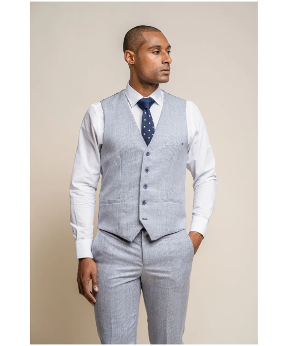 Caridi - Men's Wedding Light Blue Waistcoat