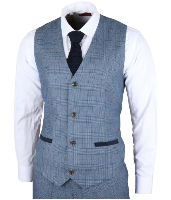 Earl - Men's Blue Checked Waistcoat