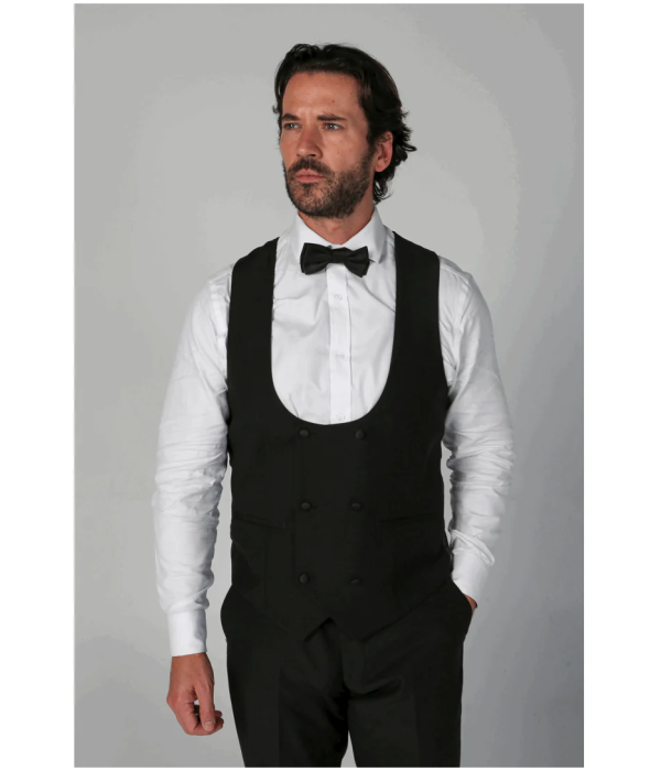 Ford - Men's Black Double Breasted Waistcoat
