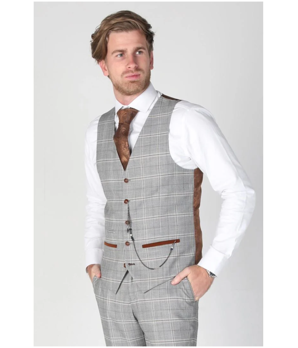 Francis - Men's Grey Check Waistcoat