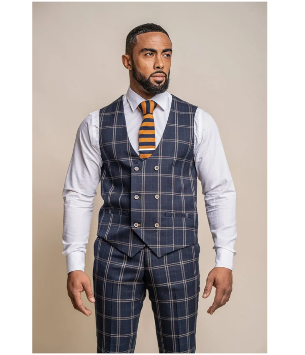 Hardy - Men's Men's Blue Tan Check Waistcoat