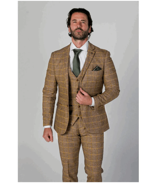 Harris Men's Brown 3-Piece Tweed Suit with Classic Vintage Style