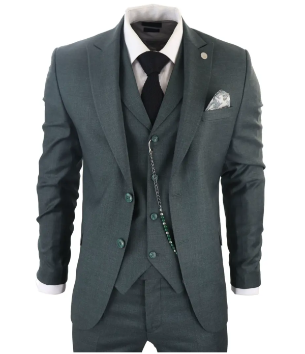 James Men's 3-Piece Classic Green Suit