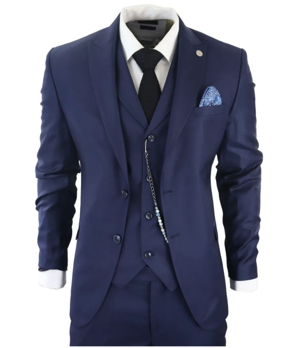 James Men's 3-Piece Navy Blue Tailored Fit Suit