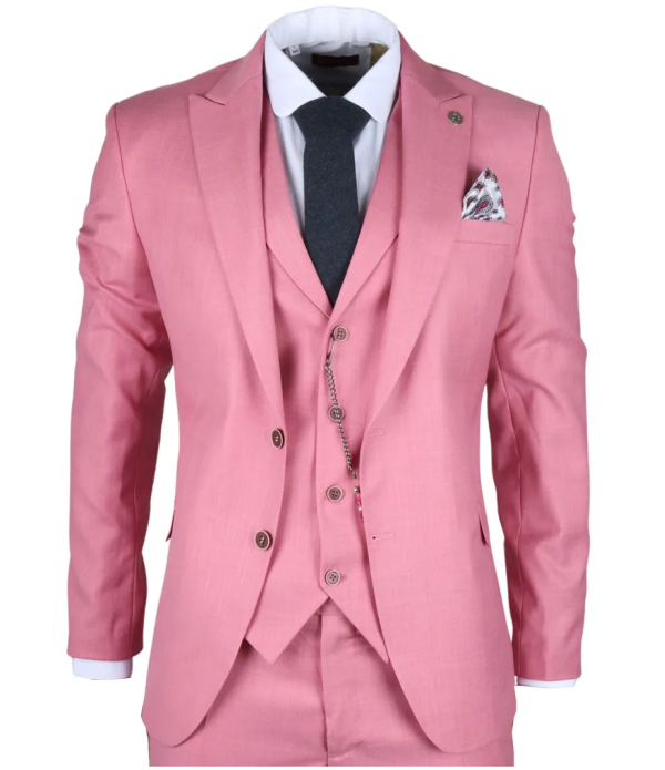 James Men's 3-Piece Pink Tailored Fit Suit