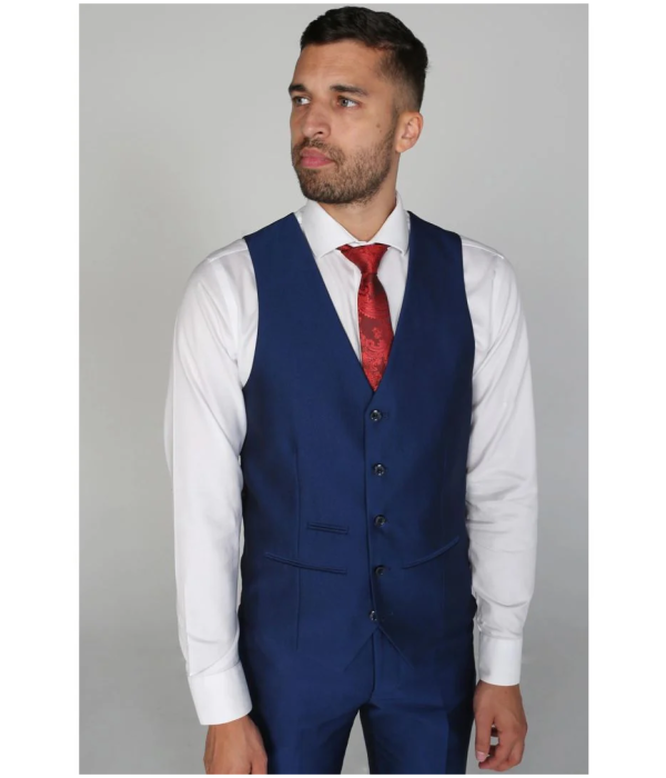 Kingsley - Men's Plain Blue Waistcoat