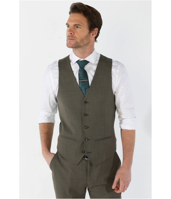 Kurt - Men's Sage Tailored Fit Waistcoat