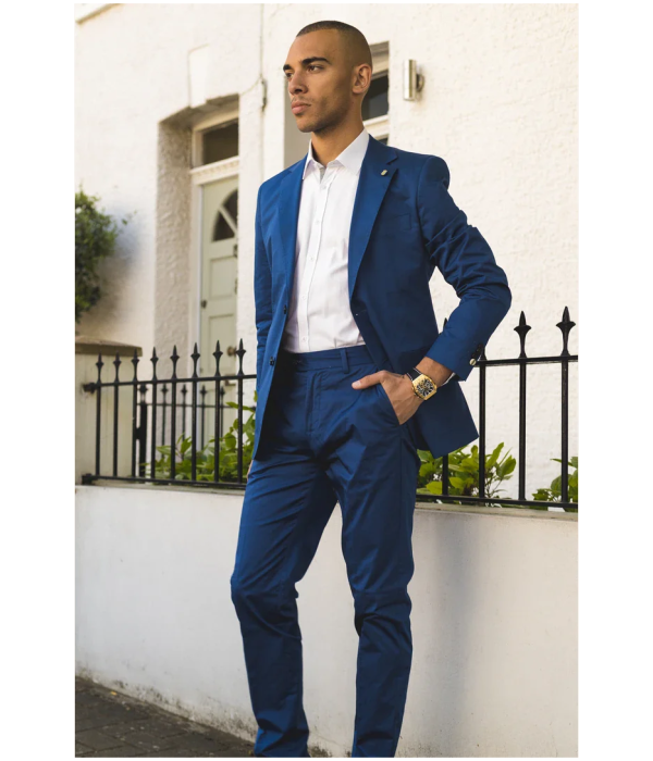 Mario - Men's 2 Piece Summer Suit Blue Office Wedding Classic Italian