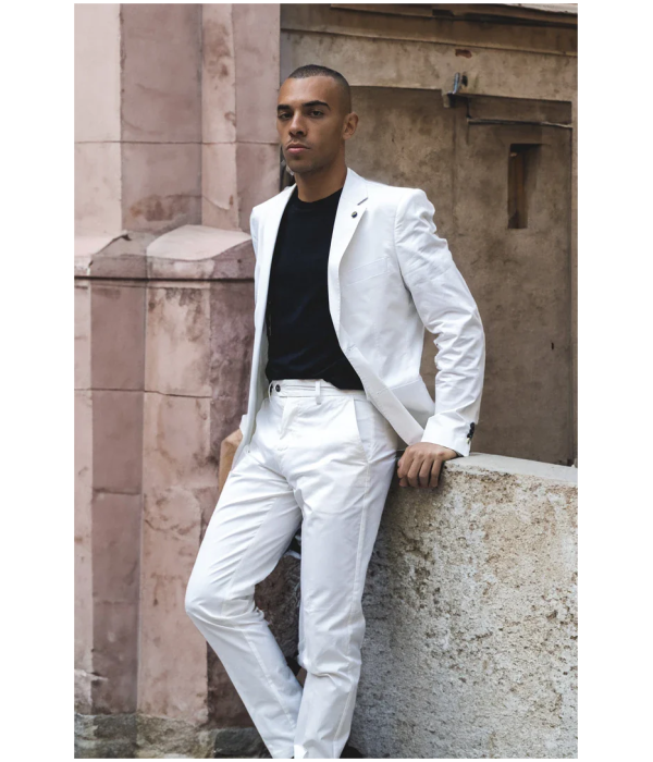 Mario - Men's 2 Piece Summer Suit Cream Office Wedding Classic Italian