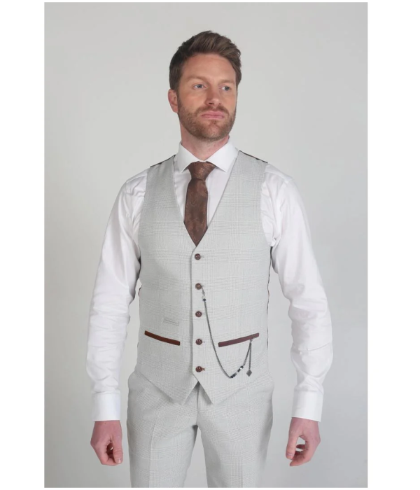 Mark - Men's Beige Check Waistcoat