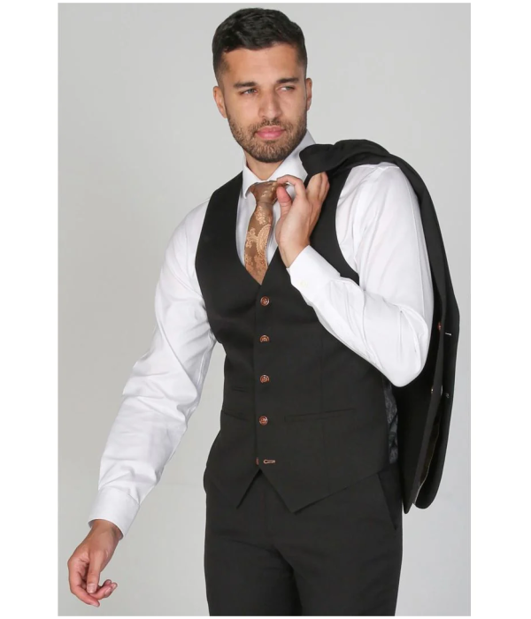 Mayfair- Men's Plain Black Waistcoat