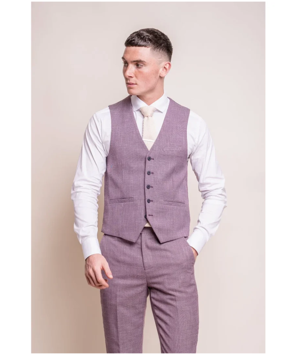 Miami - Men's Pink Slim Fit Summer Waistcoat