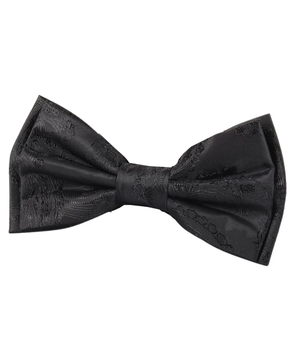 Men's Black Bow Tie Pocket Square Cuff Links Gift Set