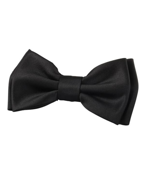 Men's Bow Tie Pocket Square Cuff Links Gift Set Black Color