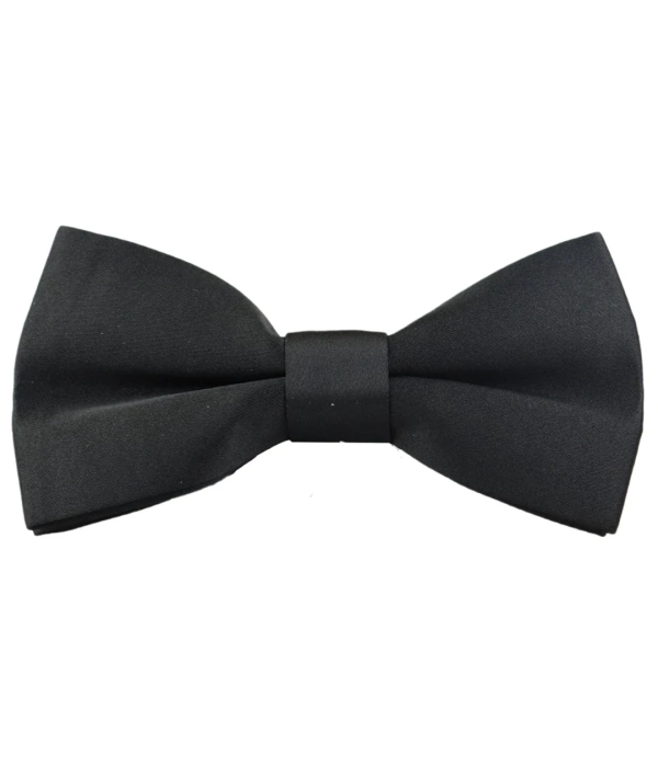 Bow Tie Black Satin Clip On Men's Boys Unisex Tuxedo Shirt
