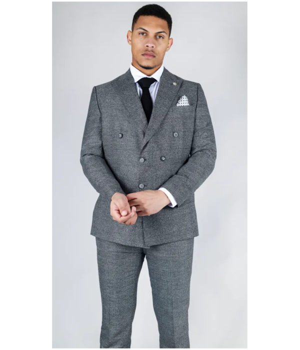 STZ90 - Men's Grey Double Breasted 2 Piece Suit