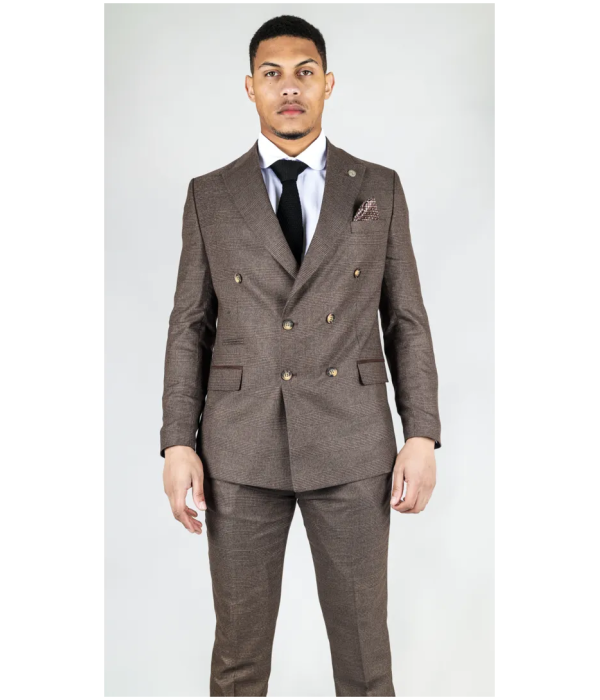 STZ92 - Men's Brown Double Breasted 2 Piece Suit
