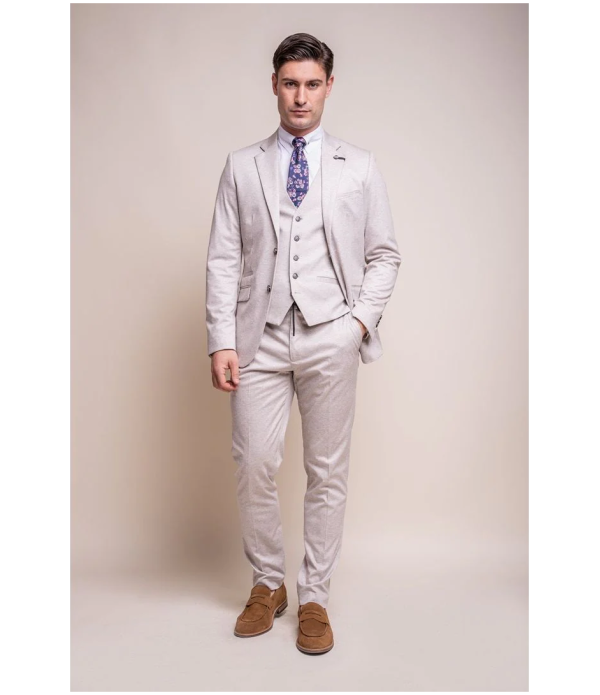Valencia Men's Classic Cream 3-Piece Wedding Suit