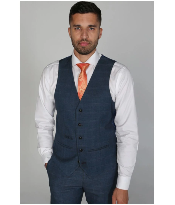 Viceroy - Men's Blue Check Waistcoat