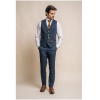 Cody - Men's Navy Blue Check Waistcoat