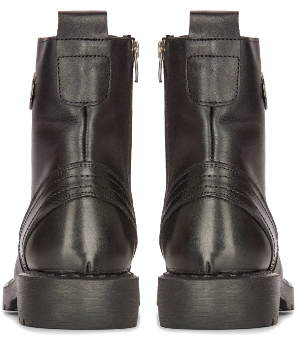 Mens Black Leather Motorcycle Boots Western Rock Punk Laced Ankle Boot Military