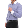 Men's Button Down Stripe Dress Shirt Formal Classic Collar - Blue
