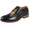 Ross - Men's Floral Print Leather Black Brogue Shoes