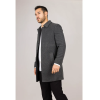 Men's Classic Collar Wool Blend Grey Overcoat
