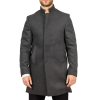 Men's Stand Collar Wool Blend Grey Overcoat
